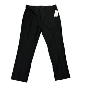 Perry Ellis Mens Slim Fit Non-Iron Stretch Heathered Dress Pants Black 36x30